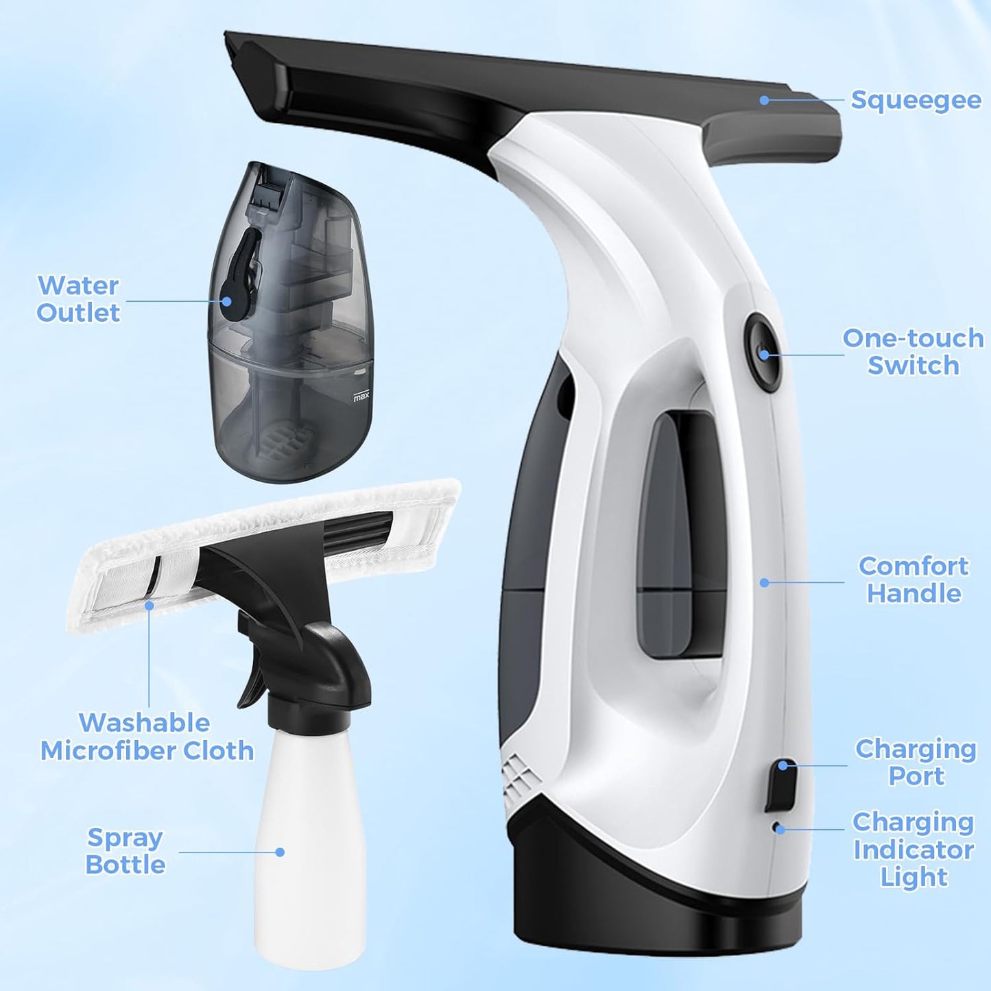 VapoShine ClearVac™ Cordless Vacuum Squeegee